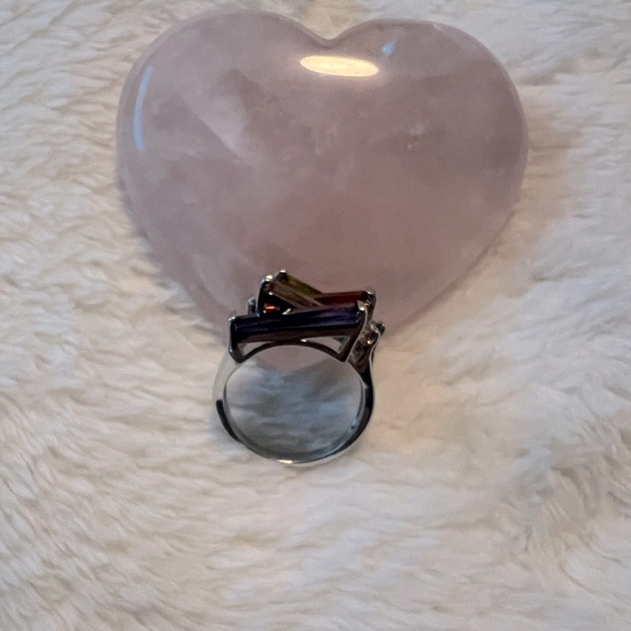 Genuine Gemstones Unique Creations Sterling Colored Bar Modernist .925 Ring - Picture 5 of 9